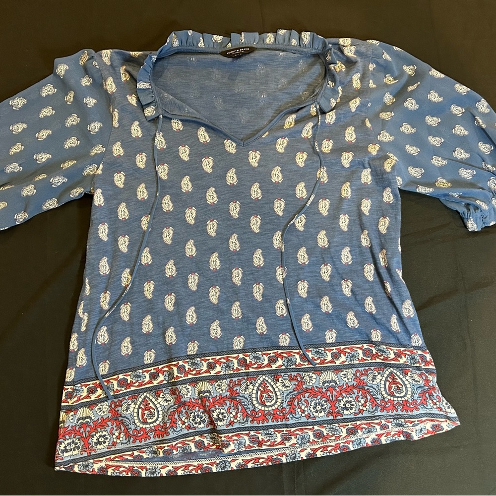 Lucky Brand Blue Paisley Top